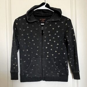Cat & Jack Black Heart Pattern Kids Jacket